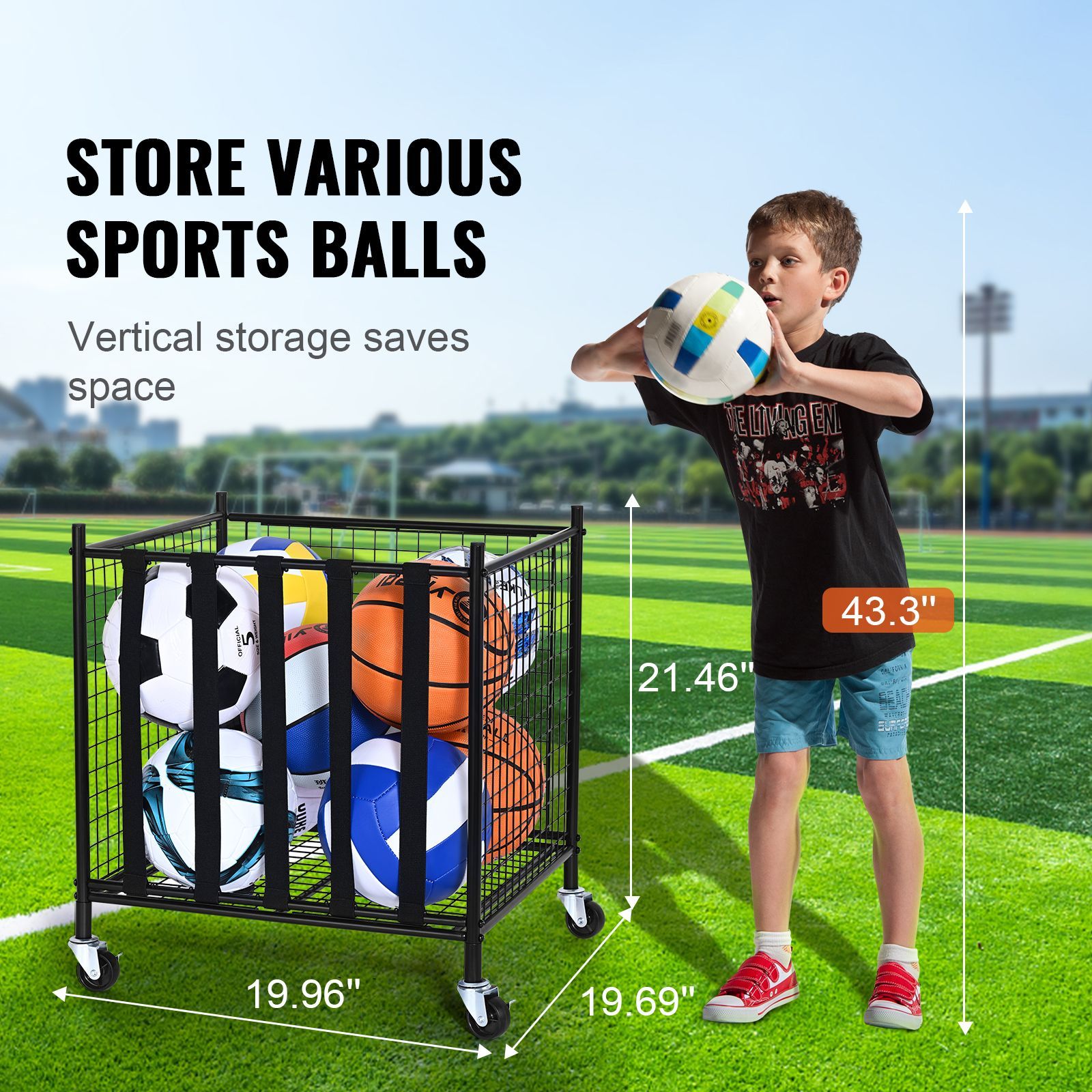 롤링 스포츠 공 보관 카트, 탄성 스트랩이 있는 잠금식 - Sports Equipment In School 리뷰 및 가격