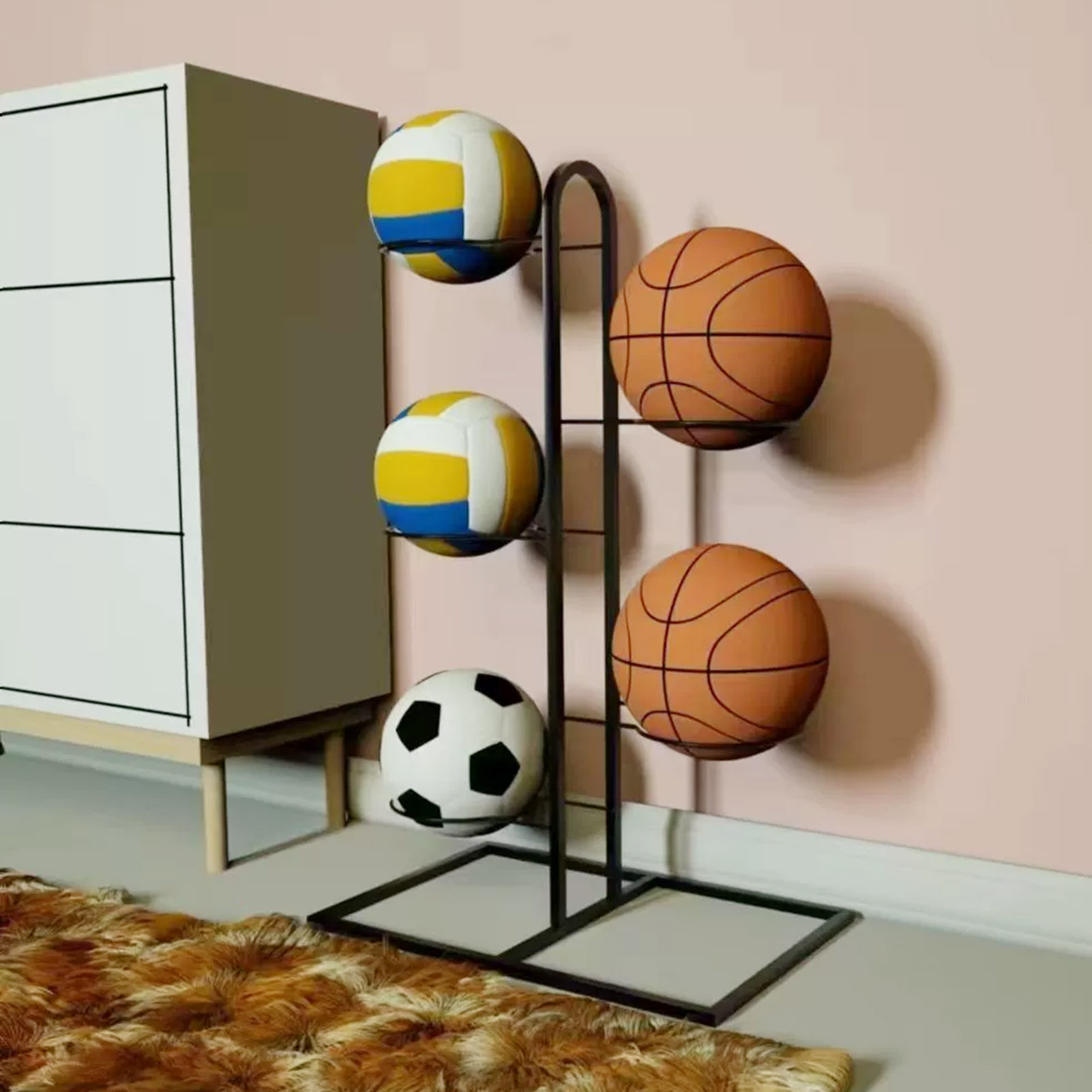 접이식 농구 랙 농구 후프 공을 위한 다층 보관 주최자 - Sports Equipment Holder 리뷰 및 가격
